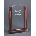 Cathedral Acrylic Rectangle Award w/ Rosewood Frame - 8 1/2"